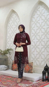 HN MODE - Setelan kebaya brokat tunik janggan payet jumbo