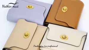 Hathin muii Fashion Korea Lipat Datar Wanita Dompet Kulit PU Pendek DOMPET KOINSHORT CARD Wallet Michi Wallet