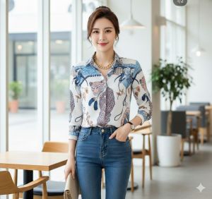 Kemeja silk motif hewan terbaru 198-2 / atasan kancing hidup terpopuler / pakaian terlaris / baju wanita kekinian