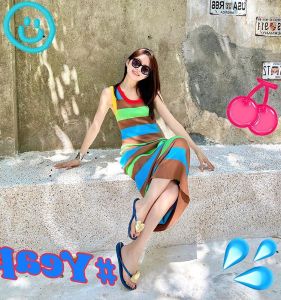 ลายสายรุ้ง แขนกุด ชุดเดรสยาวสําหรับวันหยุดชายหาด ทันสมัย Sundress บล็อกสีต่อต้านวัยสําหรับการถ่ายภาพท่องเที่ยว