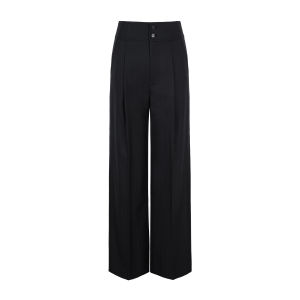 Wool Blend High Waist Wide Leg Trousers