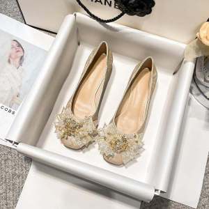 Giày Đơn Đế Dày Phong Cách Trung Hoa Mới Cho Nữ Mùa Xuân 2025 Giày Đế Thấp Cổ Thấp Giày Đế Thấp Kiểu Đậu