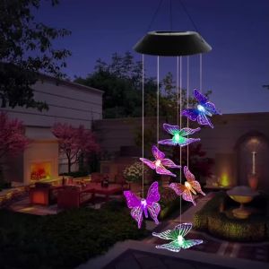 ไฟสี ไฟกระดิ่งลมสูง (Chime Light) - กันน้ำกลางแจ้ง LED สีสันเปลี่ยนสี (Sun Butterfly Bee Dragonfly) - แขวน Solar Garden Light - สีสันเปลี่ยนสี