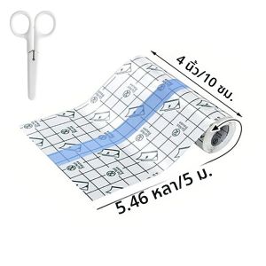 1 ม้วนโปร่งใสกันน้ํายืดผ้าพันแผลกาวฟิล์มใส Dressing เทปยืดสําหรับรอยสักว่ายน้ําให้กรรไกร