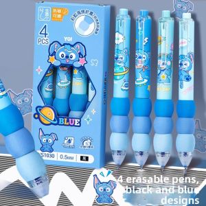 MONLEYTA | Heat Erasable Pen Push Type European Style Easy To Clean Round Ball Pen Core For Primary School Students Grade Three Special Black Crystal Blue