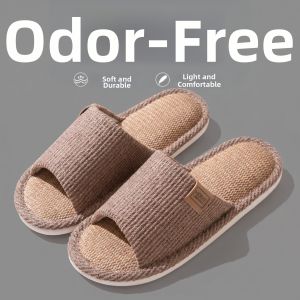 DAHONGNIANDAI | All Seasons Large Size Linen Mens Indoor Slippers
