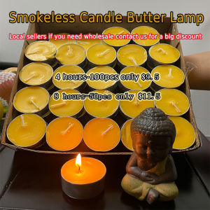 【SG Seller】Smokeless Tea Light Diwali Candle Butter Lamp Candle High Quality 4/8 hours 50/100pc/Box 铝壳纯植物酥油灯供佛酥油 无烟清香蜡烛