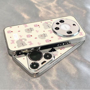 Huawei Pura80Pro Silicone Phone Case Mirror Finish Anti-Fall Full Cover Creative Personalized Cute High-End Soft Mate60Pro All-Around Protection