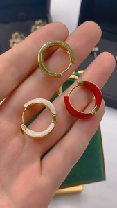 French Elegant Drip Glaze Hoop Earrings Light Luxury High-End Design Plain