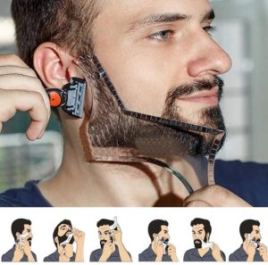 Mens All-in-One Beard Styling Comb - Creative Beard Stencil And Shaping Template Tools For Perfectly Grooming Facial Hair