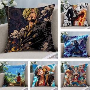 Bandai | One Piece Red Hair Shanks Anime Plush Pillow Cover Soft Short Plush Cushion Cover For Sofa Bedroom Home Decor Gift Decoration
