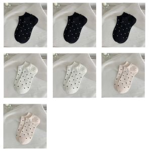 Miiow | Womens Short Tube Socks Thin Antibacterial Anti Odor Polka Dot Spring Summer Cotton Polyester Nylon Blend Comfortable Breathable