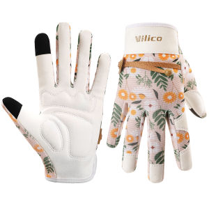Ladies gardening gloves breathable leather garden gloves with grip anti stab and anti puncture work gloves