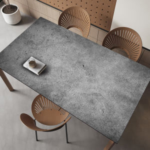 Cement Gray Texture Dining Table Cushion Fancy Heat Proof Mat Tablecloth Disposable Waterproof and Oilproof and Heatproof Leather Coffee Table Cloth