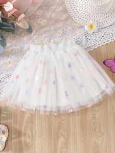 Princess Style Tulle Skirt for Girls White Puffy Half Skirt Childrens Summer Fashionable Baby All-Match Seasonal Princess Dress