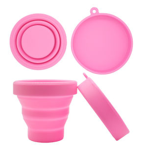 Outdoor Portable Collapsible Retractable Cup Silicone Cup ECO Convenient Foldable Cup Anti Drop High-Temperature (Pink/Blue/Yellow/Green)