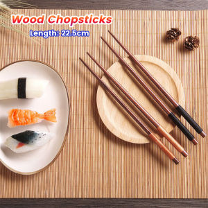 BIBLIO 1 pair Wooden Chopsticks Japanese Style Reusable Anti-falling Chopsticks for Cooking Eating