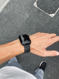 Kake-Storm Carbon Fiber Stainless Steel Leather Magnetic Absorption Mens Watch Band Compatible with Apple iWatch S10 Ultra