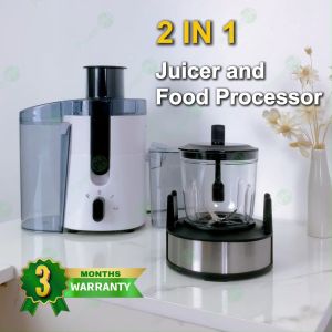 POWERPH 2-in-1 Heavy Duty Multifunctional Electric High Power Fruit Vegetable and Meat Juicer Blender Kitchen Household Juicer Stainless Steel Blades Grinder