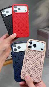 Ốp Điện Thoại Da Mỏng Cho iPhone 15/16/17 Pro Max Với Khung TPU - Vỏ Bảo Vệ Nhẹ Họa Tiết Nổi Chống Xước Chất Liệu Mềm Mại