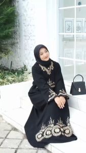 GAMIS ABAYA WANITA ARAB HITAM BORDIR 139