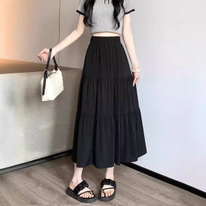 Black Cake Skirt Womens Mid-Length A-Line Mini Skirt Slimming Casual Wrap Bodycon Polyester Fabric Autumn Fashion 2024