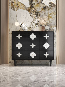 French Vintage Shoe Cabinet Multifunctional Storage Decorative Entrance Cabinet Made of Fiberboard for Restaurant and Guest House