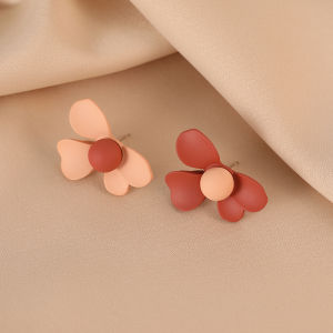 Fashionable Sweet Floral Clip-On Earrings for Women Alloy Silver Gold Plated Japanese and South Korean Style Accessories