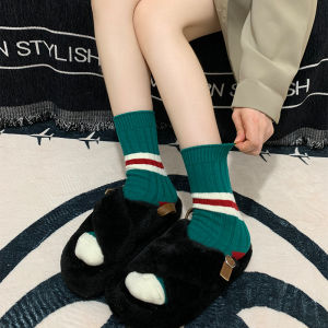 Christmas Pattern Thickened Knitted Socks Middle Tube Warm Cozy Christmas Theme Long Socks for Men And Women Autumn Winter Socks