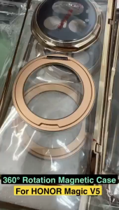 【🔥SG STOCK🔥】RICHMENTMALL Magnetic Wireless Charging Case For Honor Magic V5 Charging Case With 360° Magnetic Stand With Front High Clear & Anti-SPY Tempered Glass Film Shockproof Charging Case