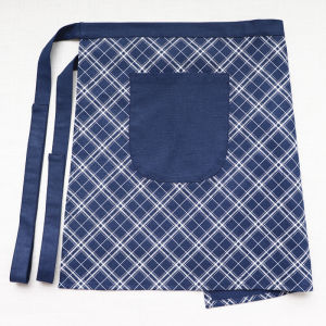 Womens Half-length Apron One-piece Lightweight Breathable Cotton Linen Patterned Short Style for Hot Summer Days