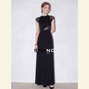 SHANGSHA | Twisted Sheer Mesh Black Dress