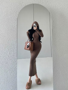 ชุดเดรสรัดสะโพกใส่ด้านในแขนยาว - Younggirlday เพื่อผ่อนมาร์ดเซ็กซี่สไตล์ออริจินัลเดรสยาว