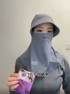 Mũ Chống Nắng 3in1 Đa Năng Kèm Khẩu Trang Kiểu Vành Rộng Cao Cấp Vải Dày Dặn Chống Tia UV Trùm Đầu Dây Rút