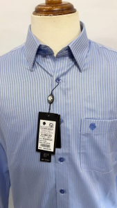 SAN SCIARO - Áo Sơ Mi Tay Dài Màu Xanh Dương Sọc Dọc Form Regular Lai Bầu Quà Tặng Nam Việt Tiến