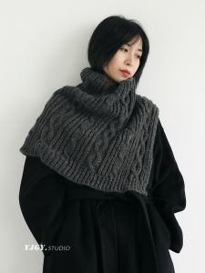 Yinji Guyu Winter All-Matching Wool Scarf Hemp Pattern Thickened Scarf Womens Outer Wear Pullover Wool Knit Knitting Shawl