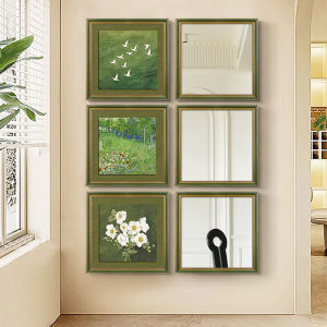 YASISHA | Green Retro Mirror Art and Wall Decor for Entryway and Dining Room