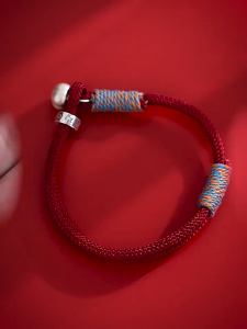 Handwoven Red String Bracelet Silver Persimmon Adjustable Lucky Charm Bangle Good Fortune Success Protection Amulet Wristband for Women Men Gift