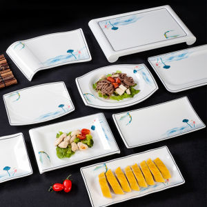 Mimane Dinnerware Imitation Porcelain Rectangular Flat Dish Chinese Style Floral Pattern Adult Use Commercial Restaurant Cuisine