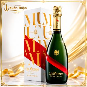 Vỏ chai 1.5 lít Gh Mum thủy tinh Pháp có nút loại to .Chai Rỗng Không Có Chất Lỏng Bên Trong.