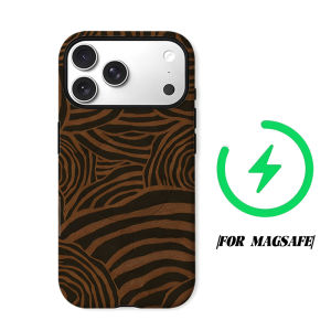 Brown Circle Wave Art Phone Case for iPhone 18 17 16 15 14 13 12 11 Air Pro Max Plus Double-layer Cover
