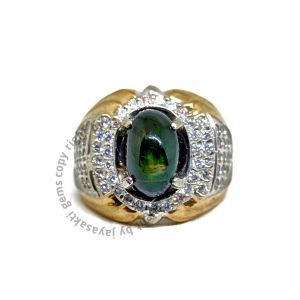Natural Batu Akik Kalimaya Black Opal Ring Perak BO01