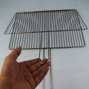 304 Pure Stainless Steel Barbecue Clip Mesh Extra Thick Vertical Bar Grilled Fish Racket Encryption BBQ Grill Grilled Leek Clip Grilled Horizontal Net
