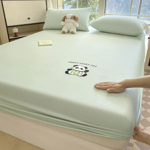 Dansunreve Tấm Ga Trải Giường vải cotton 800TC thêu gấu trúc/Gấu Tấm bọc vừa vặn màu Trơn Dễ Thương màu xám/Giường Màu Trắng mềm mại thoáng khí thân thiện với da Vỏ bọc nệm King size đơn Nữ Hoàng