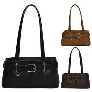 [Ueb]กระเป๋าสะพายไหล่ผู้หญิงหนัง PU ดีไซน์ทันสมัย พร้อมสายสะพายข้างและหูจับสำหรับลุคสบายๆในสีชมพูหรือดำ