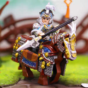 Building Blocks Three Kingdoms War General Zhao Yun Zhao Zilong Lv Bu Doll Toy Armor Assemble Puzzle Third-Party War Horse Boy Toy