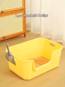 Cat Litter Box Semi-closed Sand Box for Cats Toilet Anti Splash Cat Tray Gift Scooper Pet Supplies