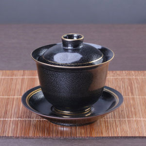 ชามซุปเคลือบเงินสีดำ Tianmu ชามดินเผาเซอร์ไพรส์สำหรับชงชา ชุดเครื่องมือชาสำหรับใช้ในบ้าน ชามสำหรับชงชา Kung Fu