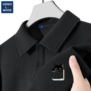 Genio Lamode Summer Heavyweight Short Sleeve Mens T-Shirt Loose Large Size Polo Shirt Trendy Casual Polyester Spandex Blend