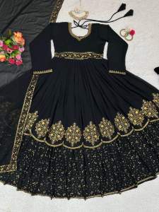 LAUNCHING NEW BEAUTIFUL SEQUENCE WORK GEORGETTE ETHNIC WEAR GOWN FOR BIG OCCASIONS